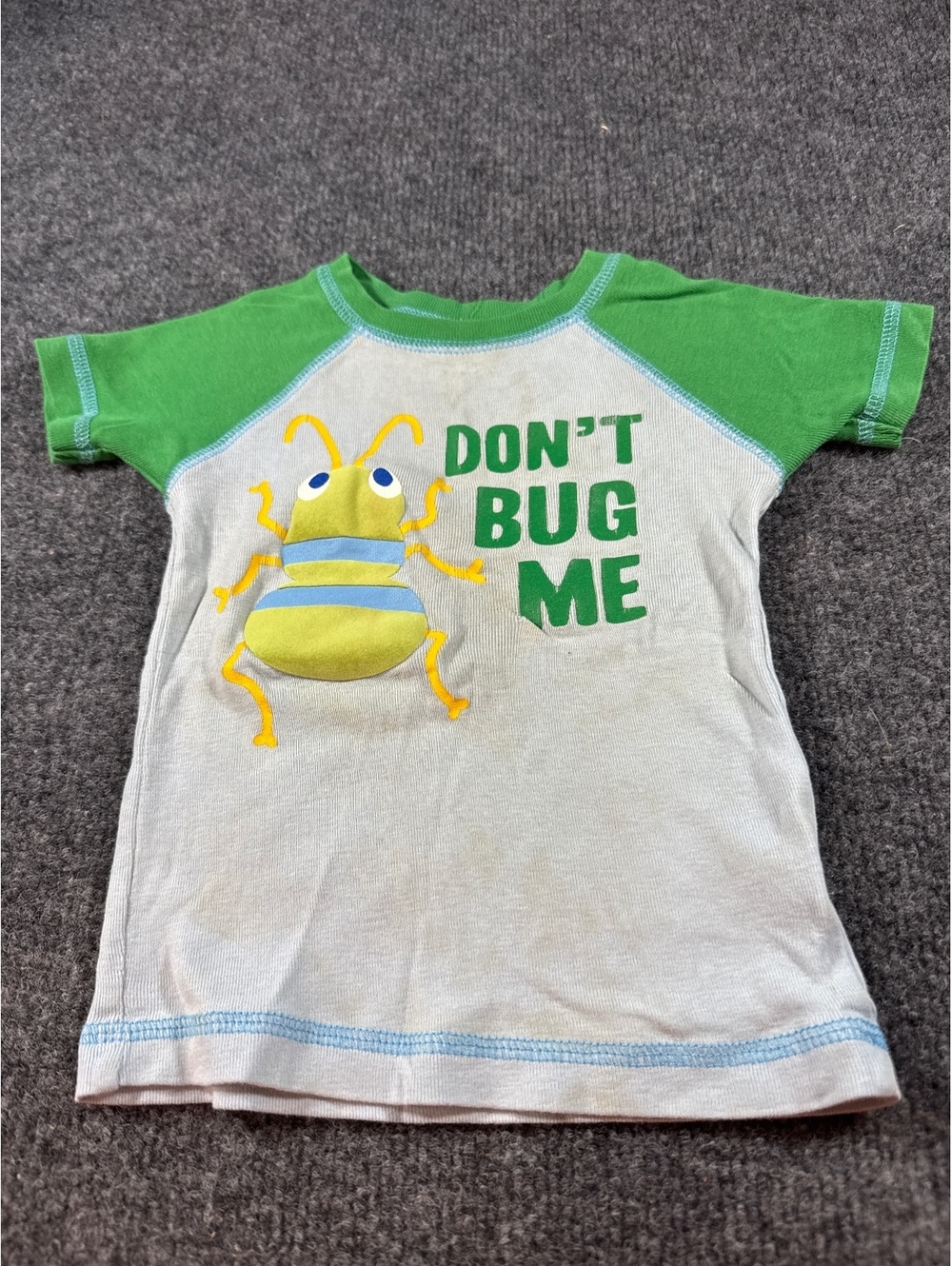 Carter’s Baby 18M Don’t Bug Me Graphic T-Shirt Green Gray Raglan Tee